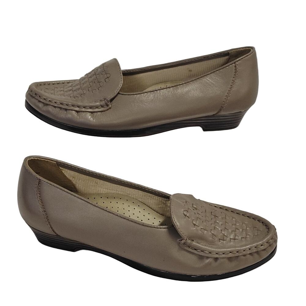 Softspots WMS 8W Loafer Shoes 4036 Taupe Leather Comfort Flats